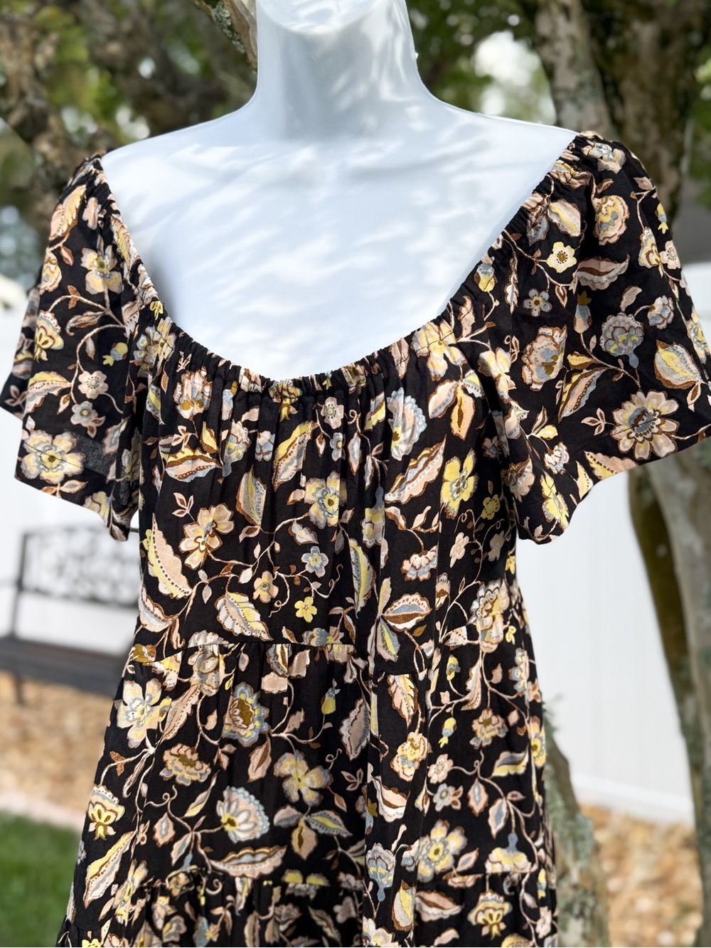 Old Navy NWT Floral Tiered Mini Dress Small Tall Puff Sleeve Cottagecore - Picture 2 of 6